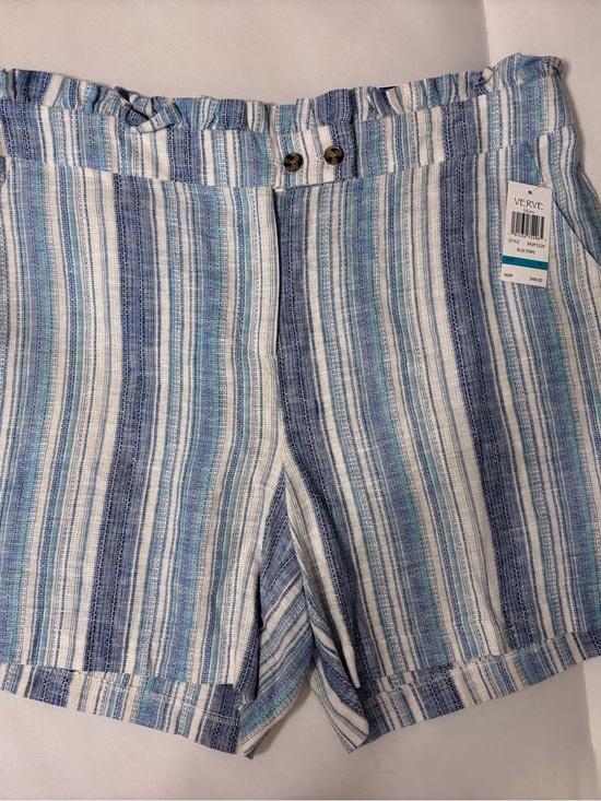 Verve Pants - Striped Blue Linen-Blend Women's Shorts by Verve
